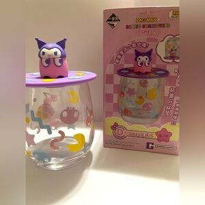 Kuromi Pac-man Glass Cup with Silicone Lid-Rare!